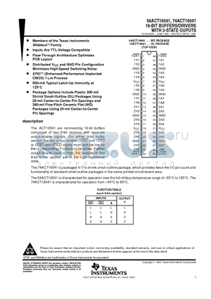 74ACT16541DLG4 datasheet - 16-BIT BUFFERS/DRIVERS WITH 3-STATE OUPUTS