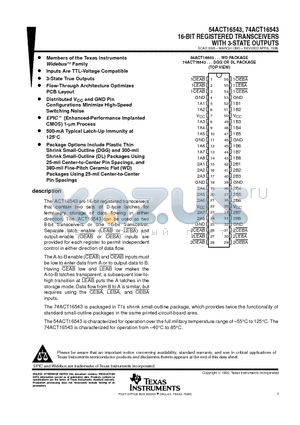 74ACT16543DLR datasheet - 16-BIT REGISTERED TRANSCEIVERS WITH 3-STATE OUTPUTS