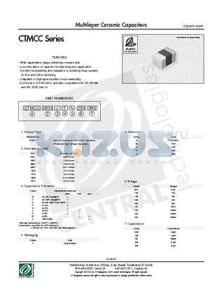 CTMCC0201BTN6V33R9 datasheet - Multilayer Ceramic Capacitors