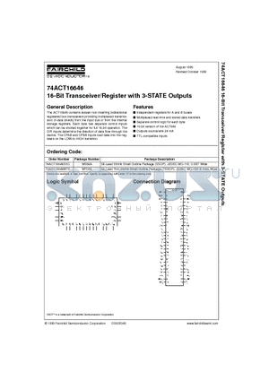 74ACT16646 datasheet - 16-Bit Transceiver/Register with 3-STATE Outputs