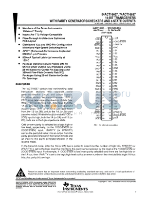 74ACT16657 datasheet - 16-BIT TRANSCEIVERS WITH PARITY GENERATORS/CHECKERS AND 3-STATE OUTPUTS