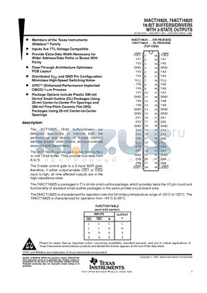 74ACT16825DLG4 datasheet - 18-BIT BUFFERS/DRIVERS WITH 3-STATE OUTPUTS