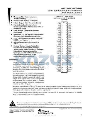 74ACT16841 datasheet - 20-BIT BUS-INTERFACE D-TYPE LATCHES WITH 3-STATE OUTPUTS