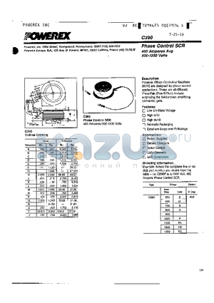 C390 datasheet - Phase Control SCR 450 Amperes Average 500-1300 Volts