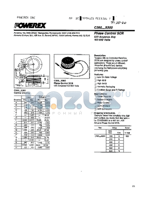 C390EX500 datasheet - Phase Control SCR 620 Amperes Avg 100-600 Volts