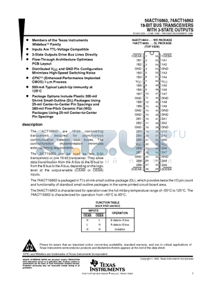 74ACT16863DLG4 datasheet - 18-BIT BUS TRANSCEIVERS WITH 3-STATE OUTPUTS