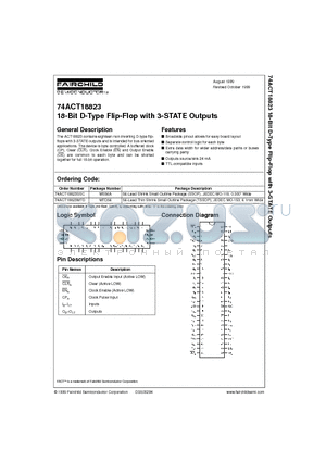 74ACT18823MTD datasheet - 18-Bit D-Type Flip-Flop with 3-STATE Outputs