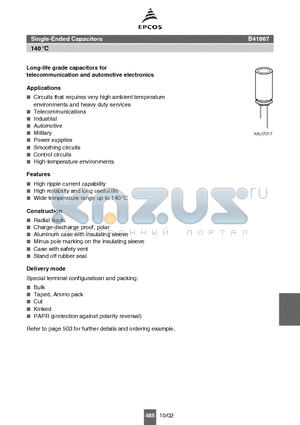 B41867A4228M00 datasheet - Single-Ended Capacitors