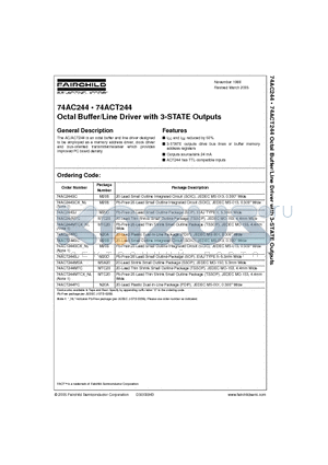 74ACT244MTCX datasheet - Octal Buffer/Line Driver with 3-STATE Outputs