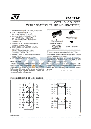 74ACT244T datasheet - OCTAL BUS BUFFER WITH 3 STATE OUTPUTS NON INVERTED