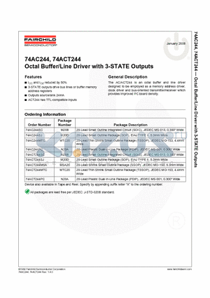 74ACT244_08 datasheet - 74AC244, 74ACT244 Octal Buffer/Line Driver with 3-STATE Outputs