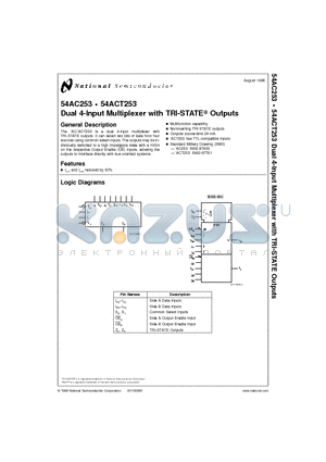 74ACT253 datasheet - Dual 4-Input Multiplexer with TRI-STATE Outputs