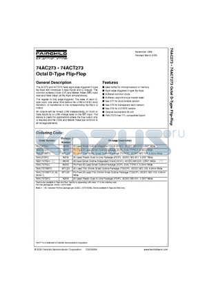 74ACT273 datasheet - Octal D-Type Flip-Flop