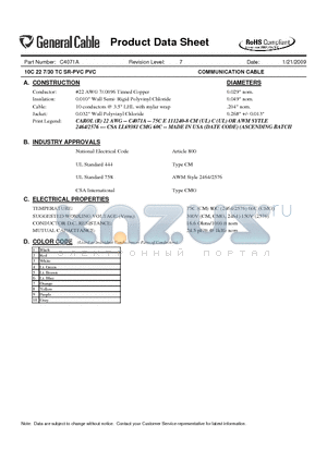 C4071A datasheet - 10C 22 7/30 TC SR-PVC PVC COMMUNICATION CABLE