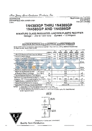 1N4586GP datasheet - MINIATURE GLASS PASSIVATED JUNCTION PLASTIC RECTIFIER