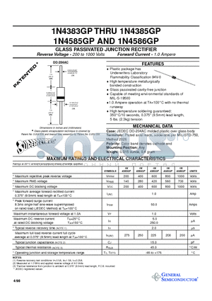 1N4586GP datasheet - GLASS PASSIVATED JUNCTION RECTIFIER