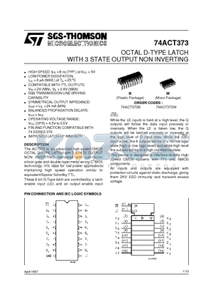 74ACT373 datasheet - OCTAL D-TYPE LATCH WITH 3 STATE OUTPUT NON INVERTING