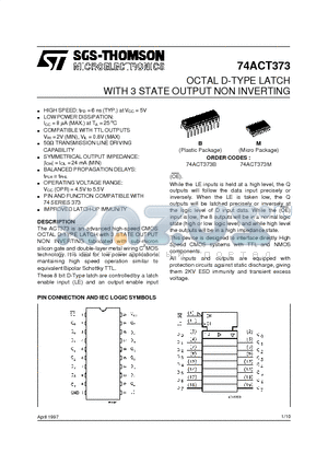 74ACT373M datasheet - OCTAL D-TYPE LATCH WITH 3 STATE OUTPUT NON INVERTING