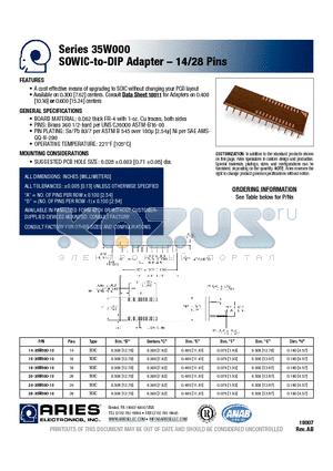 28-35W000-10 datasheet - SOWIC-to-DIP Adapter - 14/28 Pins