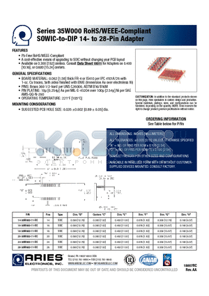 28-35W000-11-RC datasheet - RoHS/WEEE-Compliant SOWIC-to-DIP 14- to 28-Pin Adapter