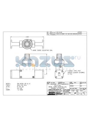 28-620A-30-X-X datasheet - OUTLINE WR28, TURNS COUNTING DIAL VARIABLE ATTENUATOR