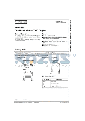 74ACT563SC datasheet - Octal Latch with 3-STATE Outputs