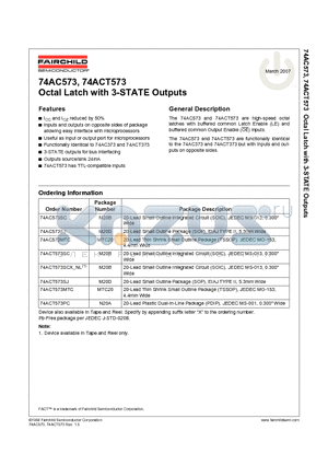 74ACT573MTC datasheet - Octal Latch with 3-STATE Outputs