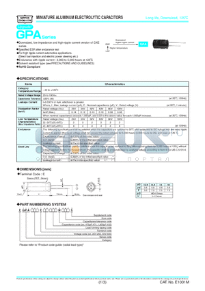 102MU20S datasheet - MINIATURE ALUMINUM ELECTROLYTIC CAPACITORS