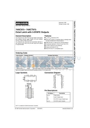 74ACT573SC datasheet - Octal Latch with 3-STATE Outputs