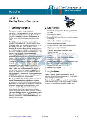 AS8221-ASSP datasheet - FlexRay Standard Transceiver