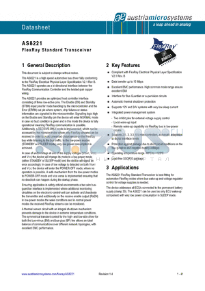 AS8221_2 datasheet - FlexRay Standard Transceiver