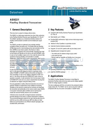 AS8221_V3 datasheet - FlexRay Standard Transceiver