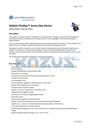 AS8223 datasheet - Data transfer up to 10 Mbps