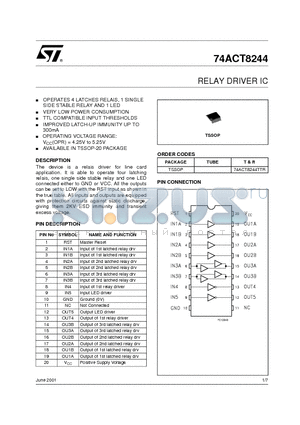 74ACT8244 datasheet - RELAY DRIVER IC