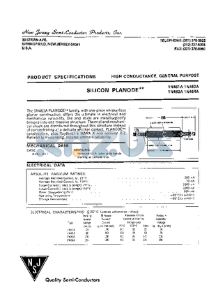 1N461A datasheet - HIGH CONDUCTANCE, GENERAL PURPOSE