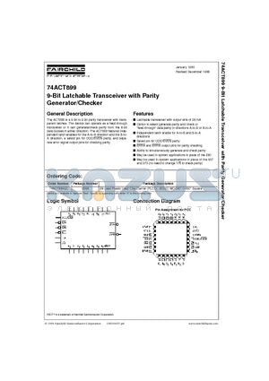 74ACT899 datasheet - 9-Bit Latchable Transceiver with Parity Generator/Checker