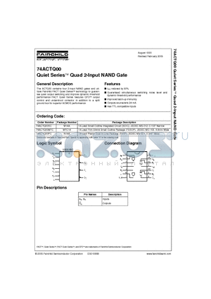 74ACTQ00PC datasheet - Quiet Series Quad 2-Input NAND Gate