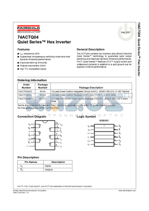 74ACTQ04SC datasheet - Quiet Series Hex Inverter
