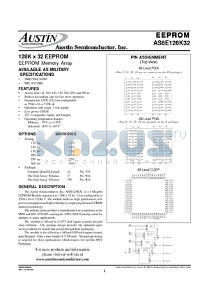 AS8E128K32N-140/883C datasheet - 128K x 32 EEPROM EEPROM Memory Array