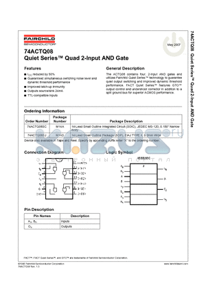 74ACTQ08 datasheet - Quiet Series Quad 2-Input AND Gate