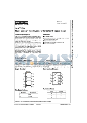 74ACTQ14 datasheet - Quiet Series Hex Inverter with Schmitt Trigger Input