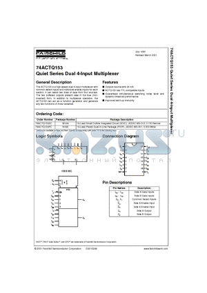 74ACTQ153 datasheet - Quiet Series Dual 4-Input Multiplexer