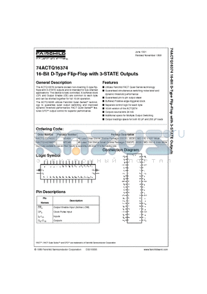 74ACTQ16374SSC datasheet - 16-Bit D-Type Flip-Flop with 3-STATE Outputs