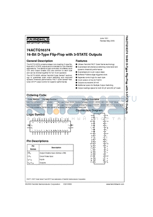 74ACTQ16374MTD datasheet - 16-Bit D-Type Flip-Flop with 3-STATE Outputs