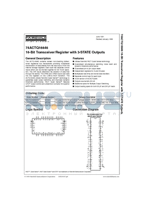 74ACTQ16646 datasheet - 16-Bit Transceiver/Register with 3-STATE Outputs