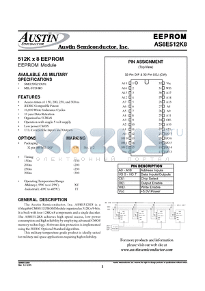 AS8E512K8CW-200/XT datasheet - 512K x 8 EEPROM EEPROM Module