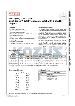 74ACTQ373SJ datasheet - Quiet Series Octal Transparent Latch with 3-STATE Outputs