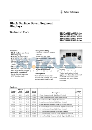 5082-A511-IJ300 datasheet - Black Surface Seven Segment Displays