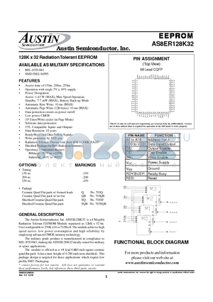 AS8ER128K32SQ-150/XT datasheet - 128K x 32 Radiation Tolerant EEPROM AVAILABLE AS MILITARY SPECIFICATIONS