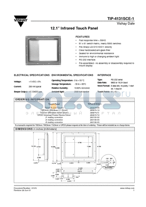 280108-05 datasheet - 12.1 Infrared Touch Panel